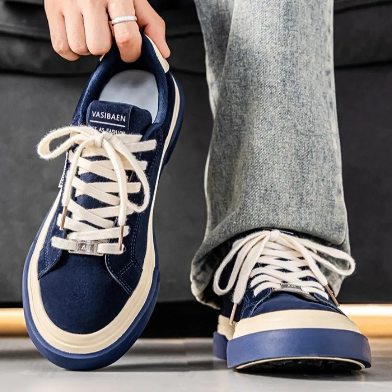 

Мужская осенняя новая модная тенденция 2025, повседневная парусиновая обувь на толстой подошве, дышащие универсальные нишевые дизайнерские низкие кроссовки на платформе