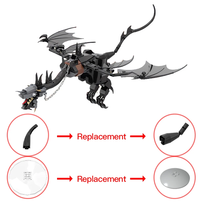 MOC Movie Rings The Fell Beast Model Building Blocks Black Wings Wraiths Birds Horror Beast Assembling Bricks Toys Kids Gift