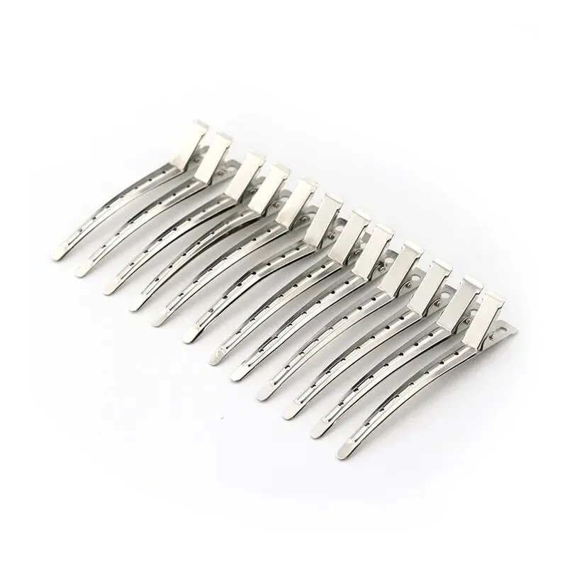 ヘアスタイリングとカラーリング用の金属製ダックビルクリップ、銀色、防錆、特別オファー