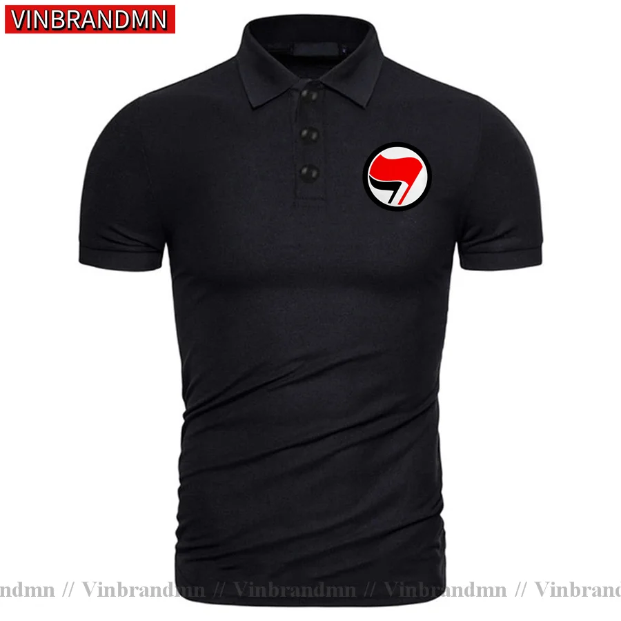 ANTIFA Antifascist Anarchy Anarchist Polo Shirts Peace Flag 3D Symbol Short Sleeve Polo Shirt Fashion Printed Tees Men's T-shirt