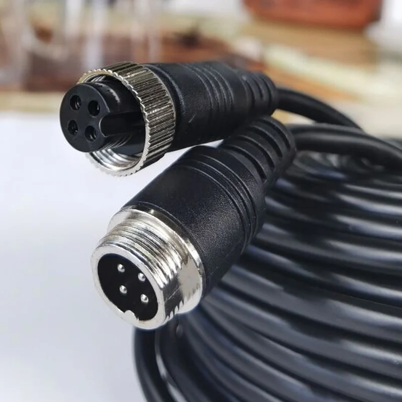 QXNY 4 Pin Aviation Extension Video Cable 5M 10M 15M 20M for Truck Van Rv Lorry Bus Monitor Camera Connection