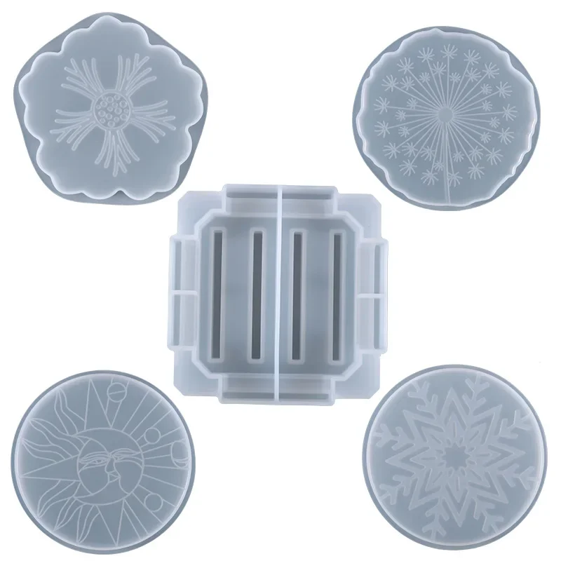 Coaster Set Epoxy Resin Silicone Mold Crystal Storage Kitchen Anti-Scald Heat Insulation Pad Home Desktop Decoration Crafts Tool