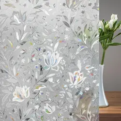 Window Privacy Film,3D Decorative Heat Blocking Glass Film,Renter-Friendly Static Cling Frosted Window Sticker Covering for Home