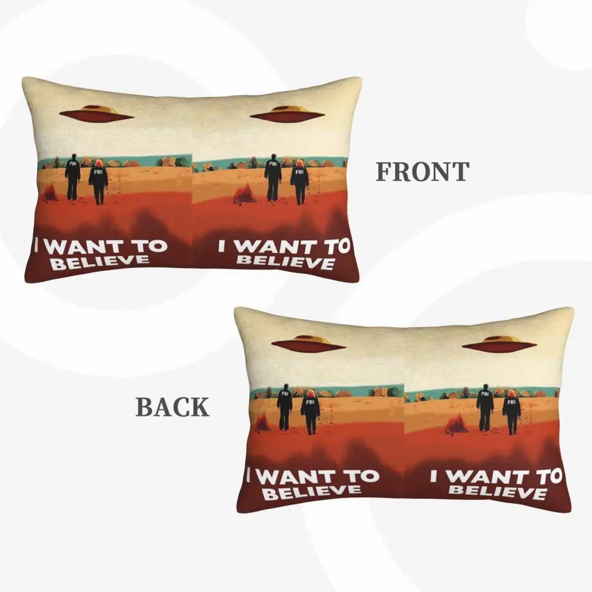 The X Files I Want To Believe FBI P Rectangle Pillowcase Cushion Cover Decor Bedroom Bed Home Comfort Throw Pillow