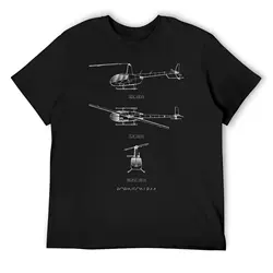 Helicopter Blueprint - Robinson R44 T-Shirt vintage clothes heavyweights summer clothes black t-shirts for men