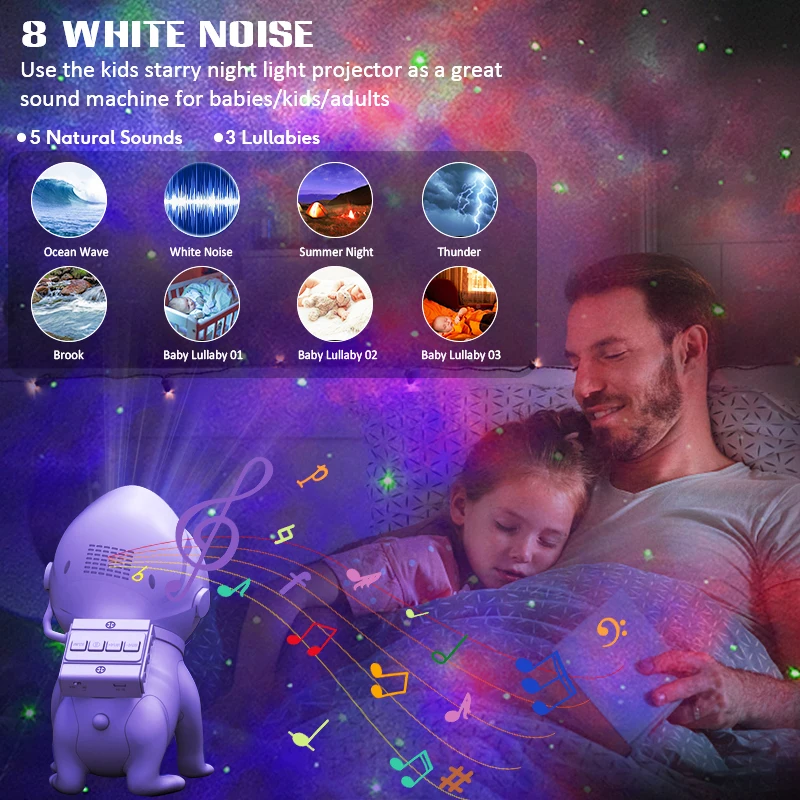 Lámpara de luz nocturna para niños, proyector de galaxia, estrella, astronauta, lámpara de nebulosa con aplicación, luces Led decorativas para