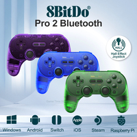 8Bitdo Pro 2 Bluetooth Game Controller for Nintendo Switch PC Steam Android iOS with Hall Effect Transparent Blue Green Purple