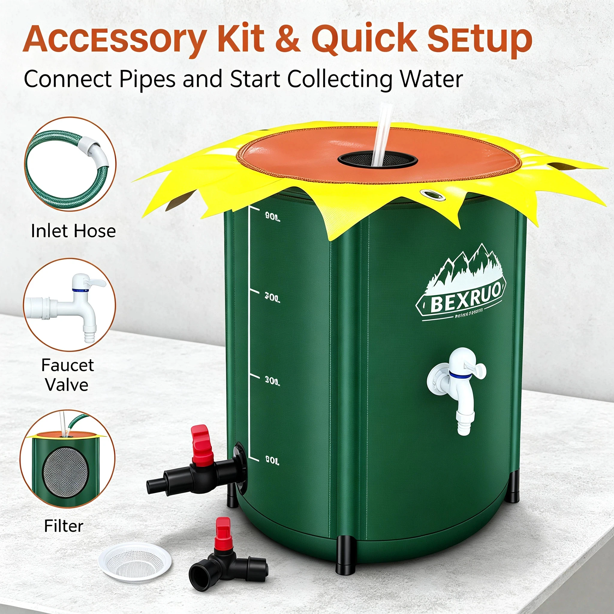 Collapsible Water Storage Bucket 50L 100L 200L Portable Foldable Water Container with Faucet Filter for Car Camping Road Trip