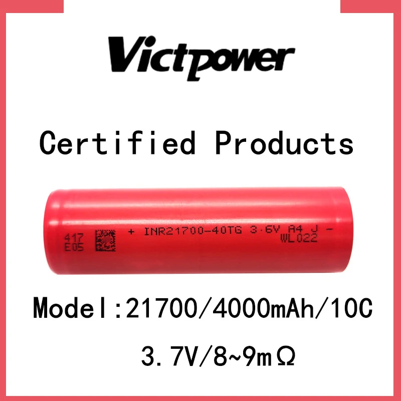 Victpower Grade A Real Capacity 21700 3.7V 4000mAh LI Ion Battery 10C 40A Discharge Rechargeable Cell for Electronic Bike FL ER