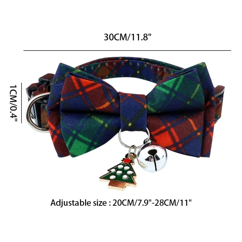 Christmas Cat Collar Big Bowknot Holiday Cats Dog Bow Tie Adjustable Neck Strap Pet Grooming Festival Puppy Kitten Necklace