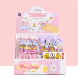 24pcs/lot Creative Doughnut Pen Cute 0.5mm Black Ink Signature Pens Stationery Gift School Writing Supplies