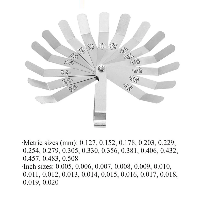 Silnik motocyklowy zawór śrubowy regulacja klucz narzędzie regulacja luzu zaworu narzędzia + 16 sztuka Feeler gauge 0.005 - 0.020 inch