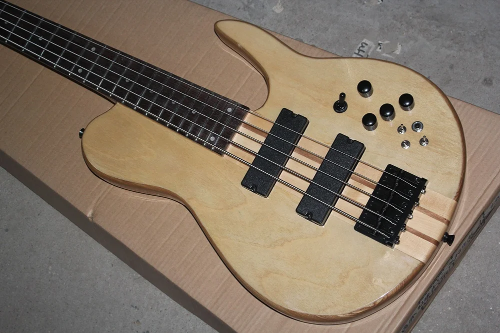 Flyoung Basswood Veneer Bass 5 Strings Electric Bass Guitar Neck Through Body Bass Guitar