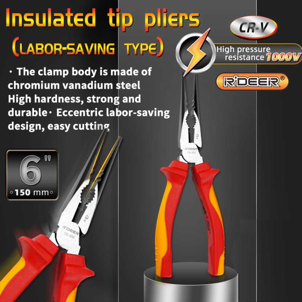 R'DEER 9PCS 1000V VDE Insulated Screwdriver Set Magnetic Slotted Bits for Electrical Repair Professional