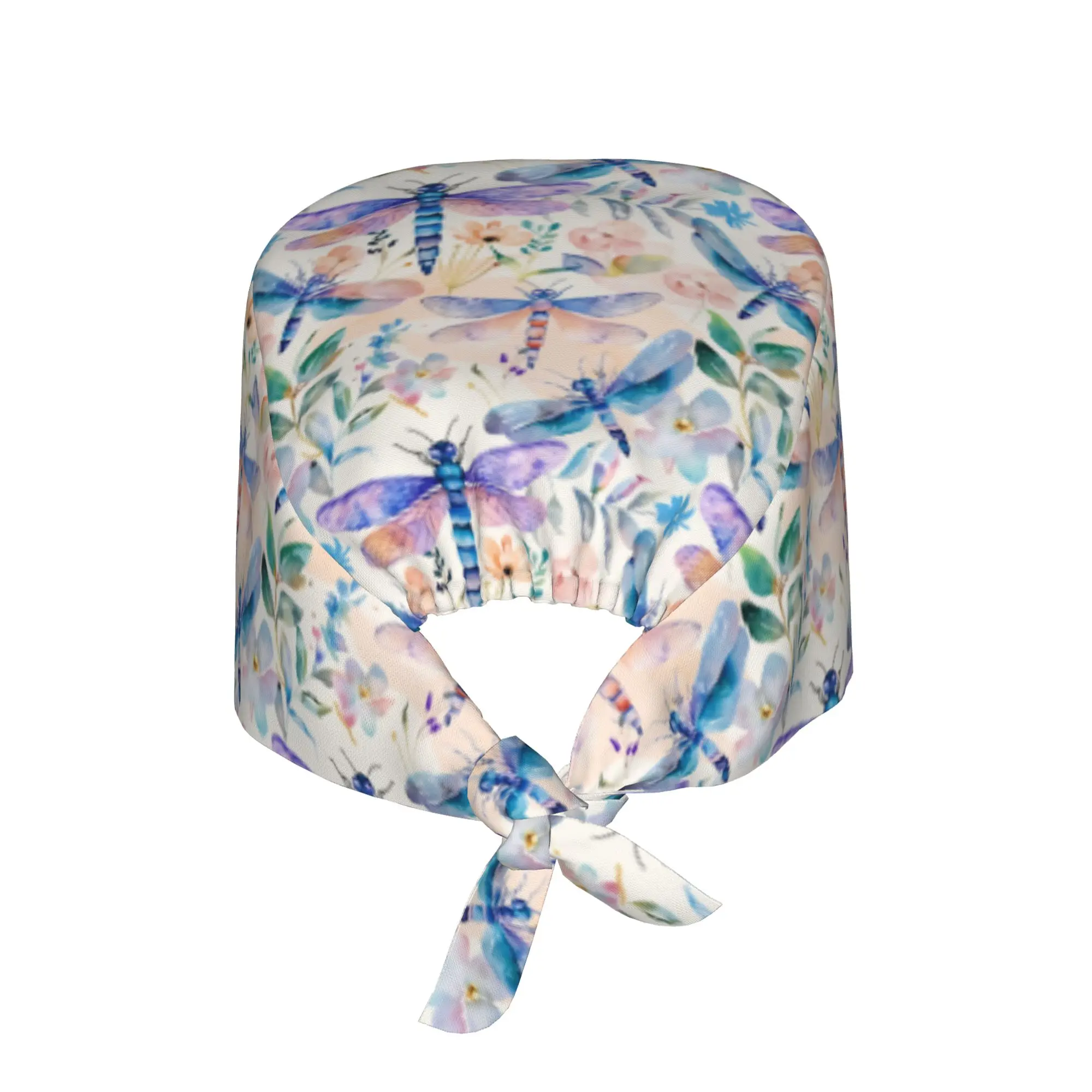 Magical Dragonfly Garden  Scrubs Cap Surgical Hats Men Women Colorful  Operating Room Cap Nursing Cap Lab Works Hat