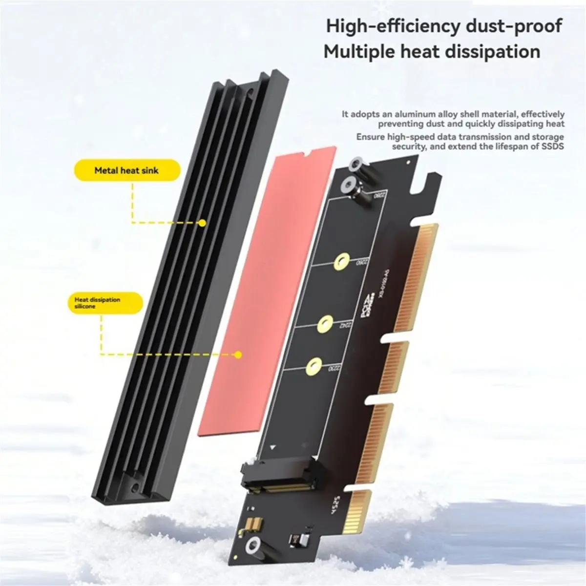 PCIe to M.2 NVMe Expansion Card 64Gbps with Heatsink Cover Support 2230/2242/2260 B