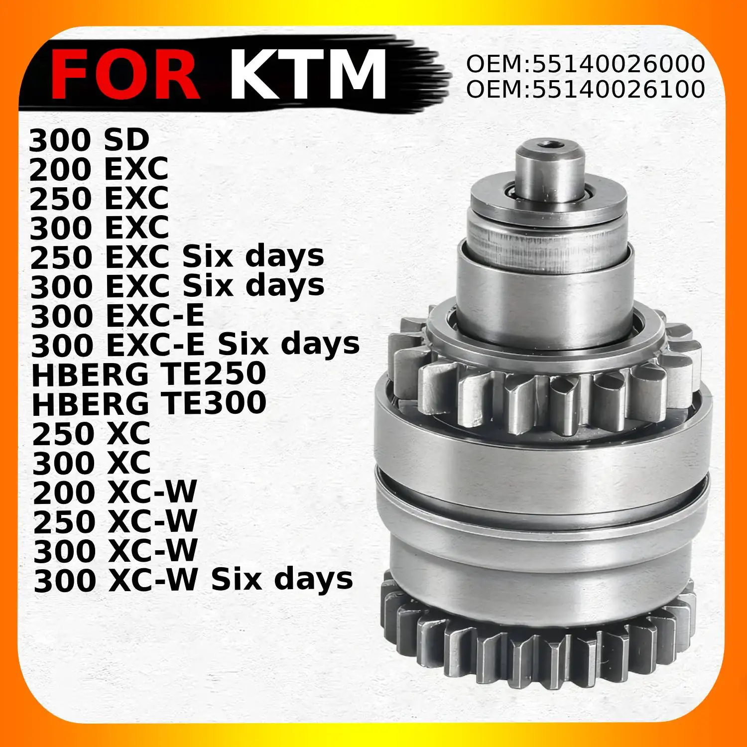 

MOTO Starter Drive Bendix Gear For KTM 300 SD / 200 250 300 EXC / Six days / HBERG TE250 TE300 / 250 300 XC / 200 250 300 XC-W