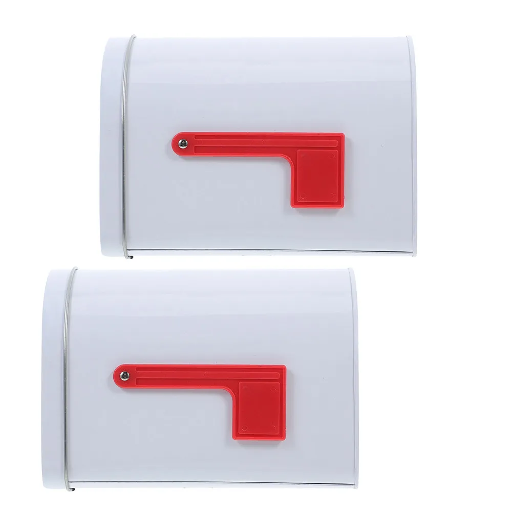 2Pcs Tinplate Mailbox Retro Decorative Letter Box Small Metal Storage Container for Gifts Keepsakes Letters Wall Mounted Desk