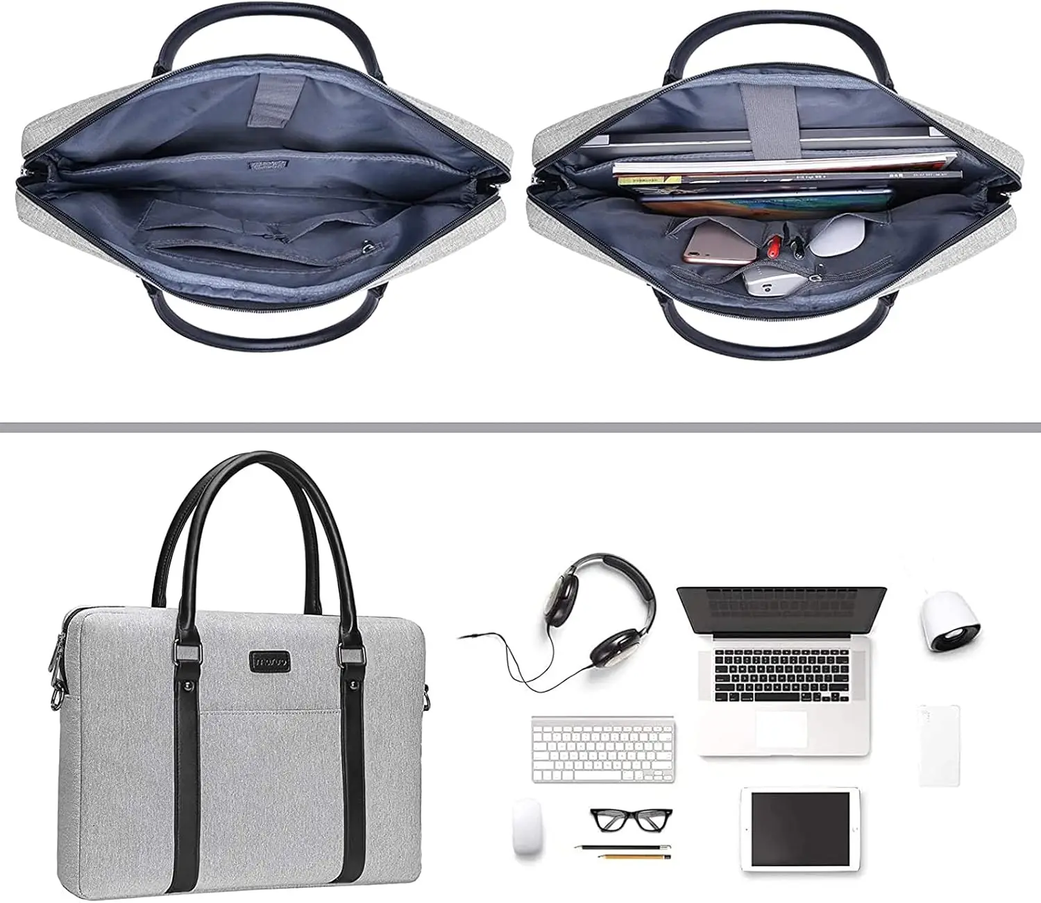 MOSISO Laptop Tote Bag for MacBook Air 15 inch Pro 16 M4 M3 M2 M115-15.6 inch Notebook Shoulder Messenger Sleeve Bussiness