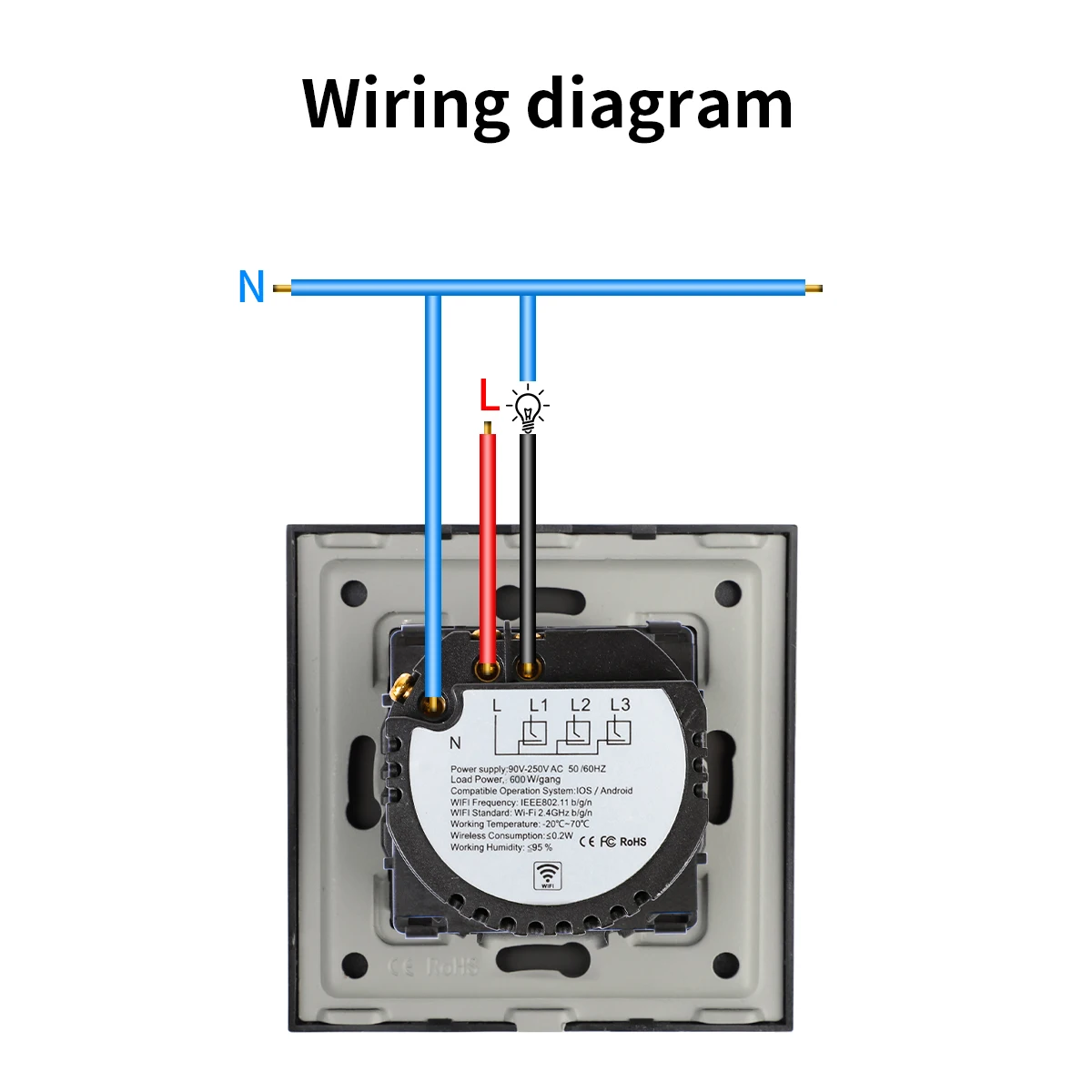 DAJIMEI WIFI Triple Light Switches Smart Touch Sensor Wall Switch Google Alexa Smart Life App 1/2/3 way Smart Switches