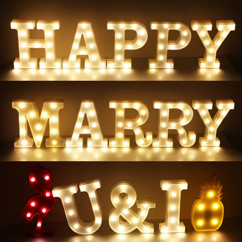 

LED Alphanumeric Night Light Wedding Room Layout DIY Valentine's Day Proposal Party Gate Sign Wall Hanging 3D Lights