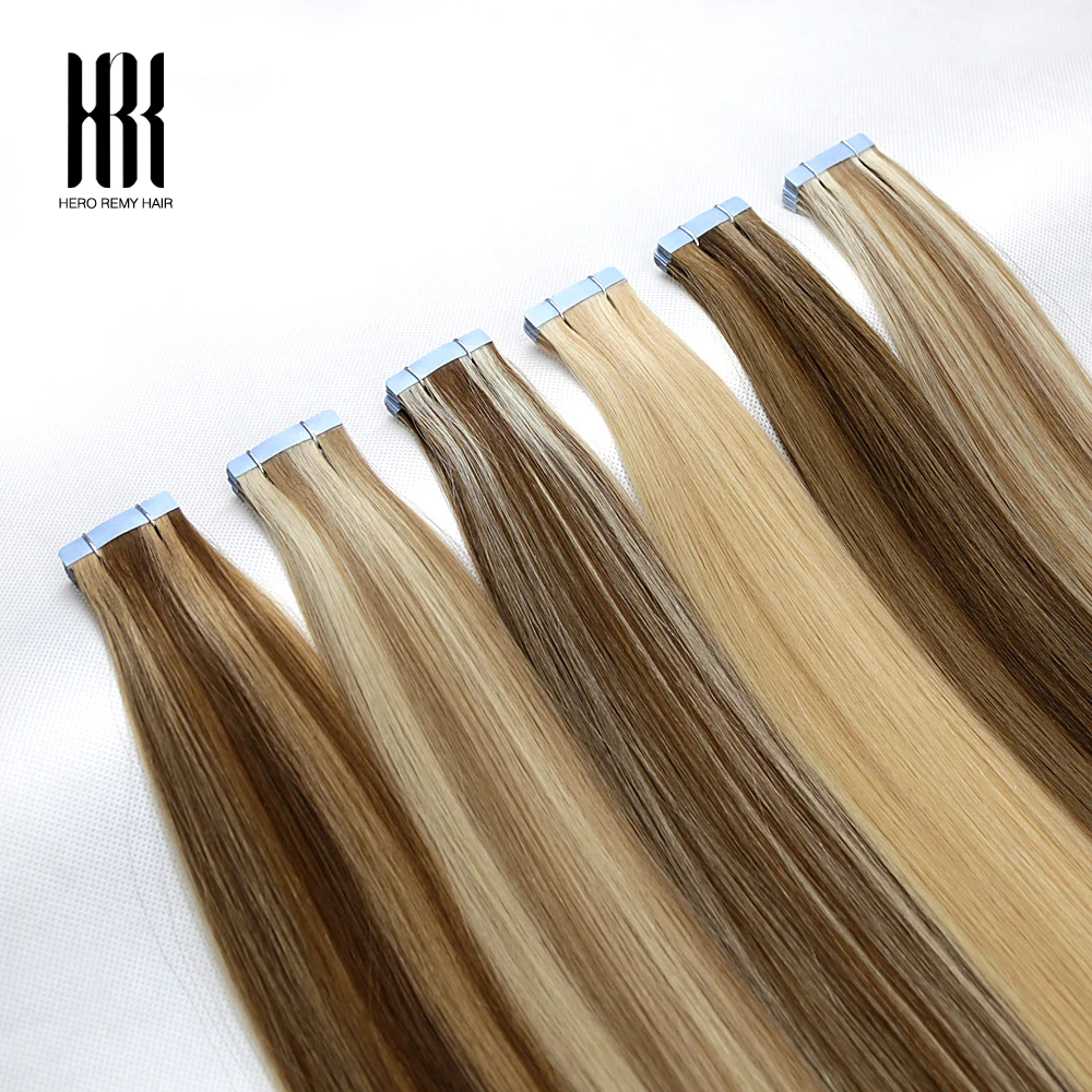 Hero Remy Hair Tape In 100% Remy Natural Human Hair Extensions Invisible Straight Silky Double Sided Tape ins For Women 2g/piece