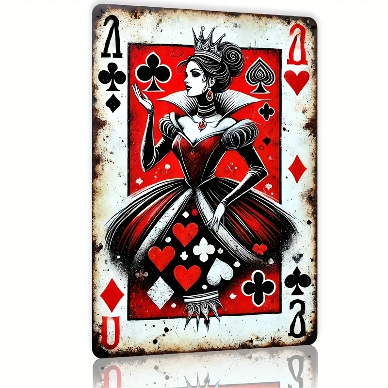 Décoration murale en aluminium avec inscription « Red Queen » de style rétro classique, 12x16 pouces, imperméable et durable, pour la maison, le salon, la chambre à coucher