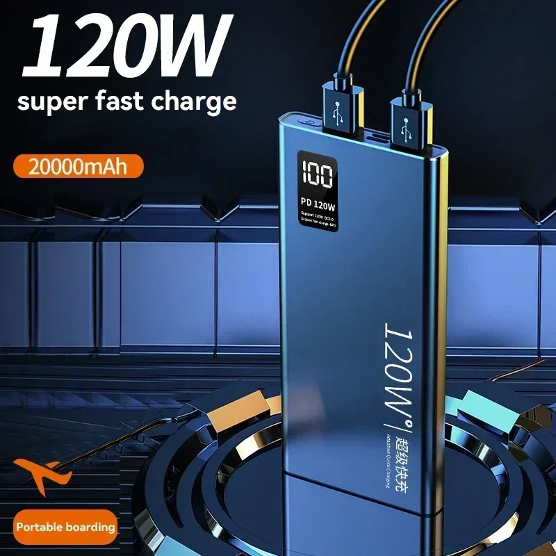 2024 120W Power Bank 50000mAh High Capacity Super Fast Charging Portable Power Bank For iPhone Huawei Samsung External Battery