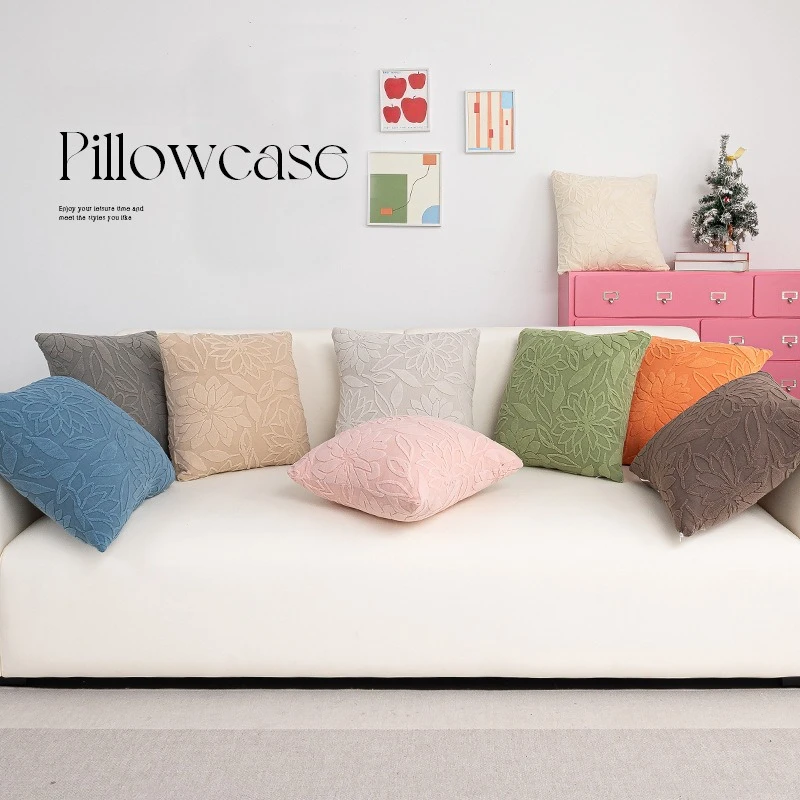 

Floral Print Throw Pillow Set with Jacquard Fabric Rug for Living Room Office or Car Decoration Detachable Pillowcase