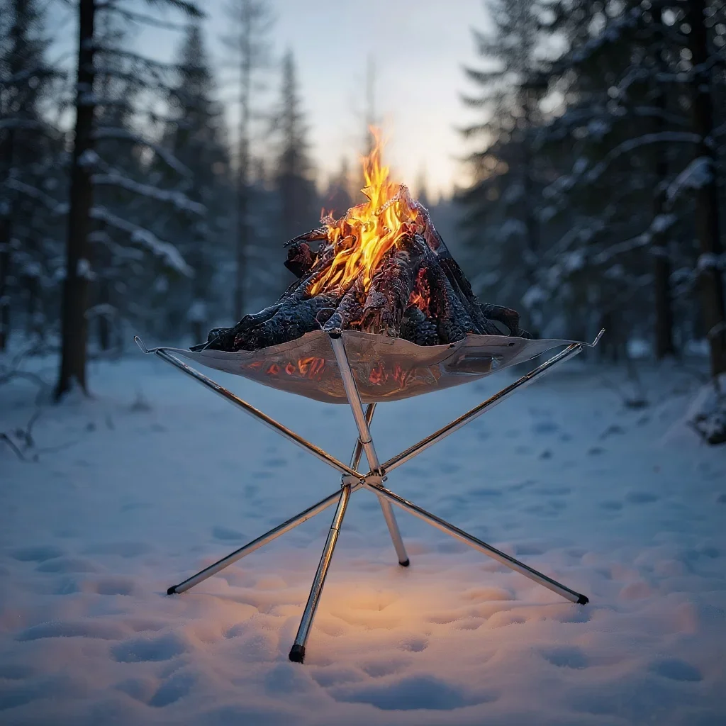 

Portable Outdoor Fire Pit Collapsing Steel Mesh or Fire Stand Stove Shelf for Wood Heater Camping Supplies Backyard Garden