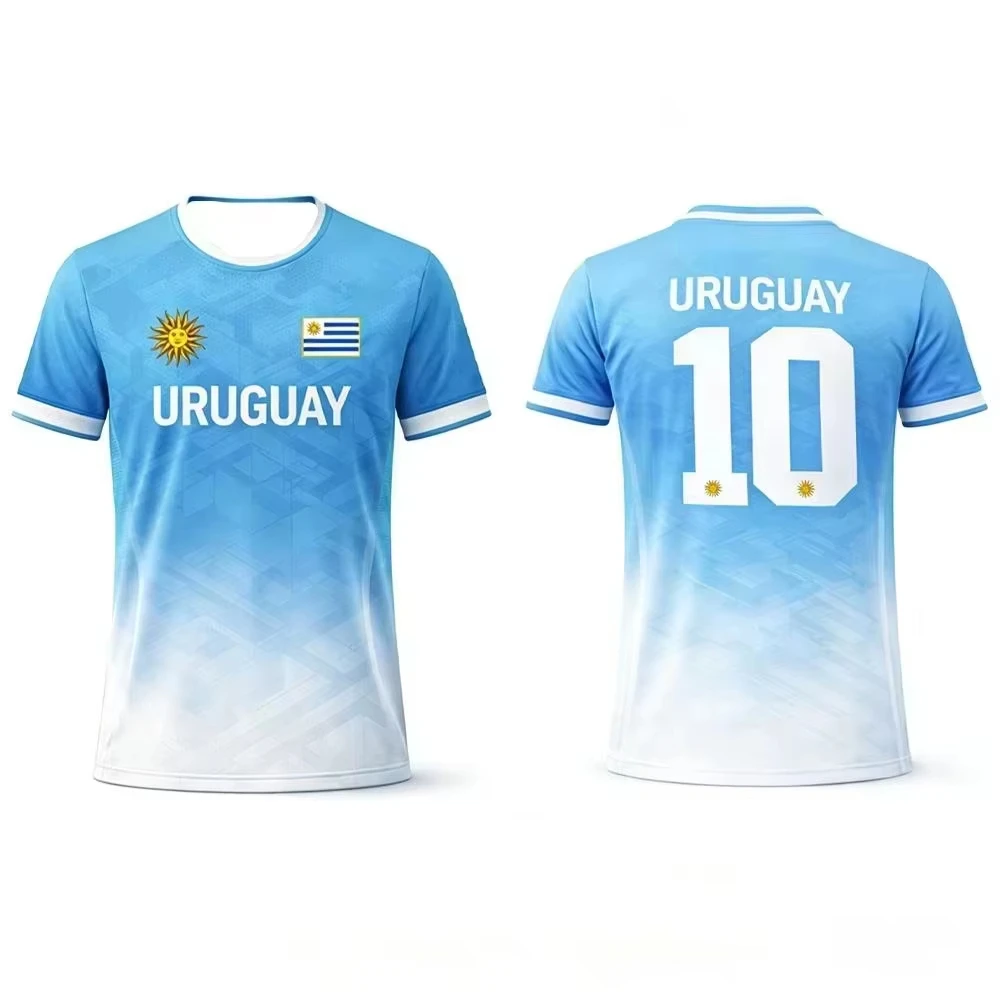 Uruguay Flag Print T-shirt 2026 Summer Soccer Training Uniform Men's And Women's Outdoor Breathable Quick-Drying Football Jersey