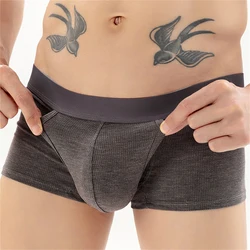 Men Boxers Wide-Waistand Trunks Soft Underwear Breathable Open Pouch Shorts Panties Viscose Slip Homme Underpants Knickers