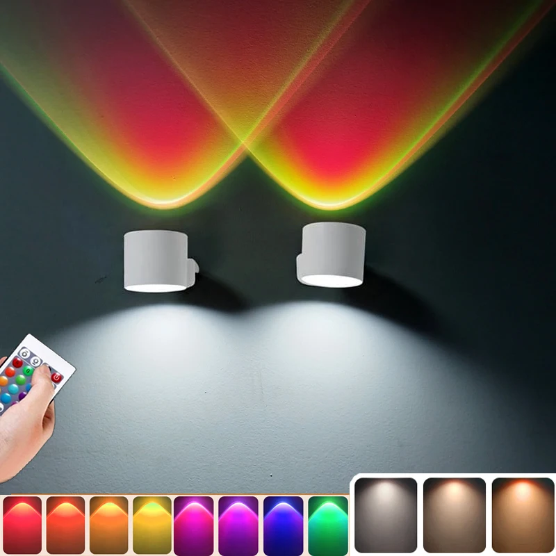 Led Wall Lamp Touch Control Remote 360 Rotatable USB Recharge Wireless Portable RGB Night Light For Bedside Bedroom Reading Lamp