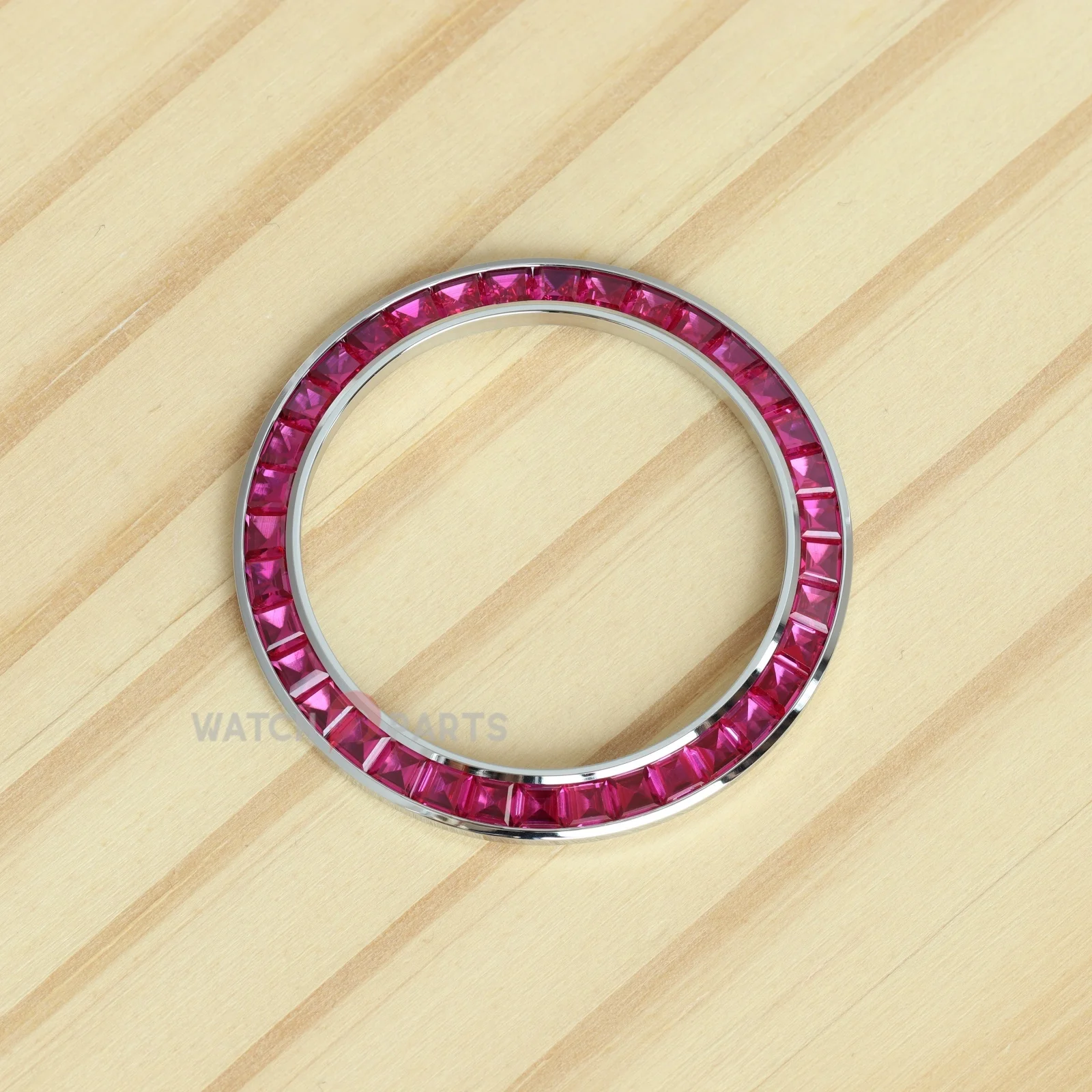 

Pink Gemstone Silver Watch Bezel for Rolex Daytona 40mm Watch