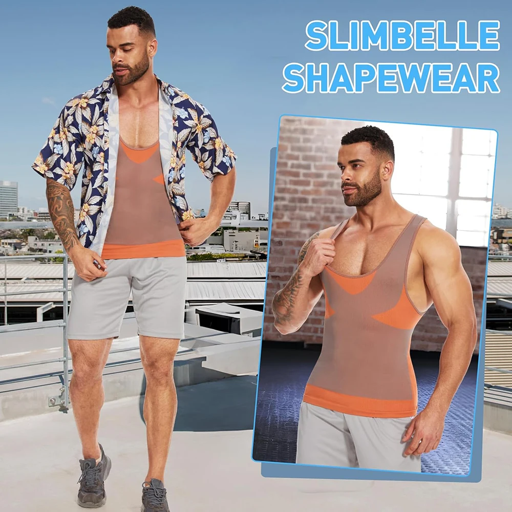 ضغط قميص رجالي التخسيس سترة محدد شكل الجسم عبر اللون الملابس الداخلية تانك القمم للرجال البطن التحكم اللياقة البدنية تجريب الملابس #6