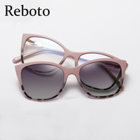 Magnetic Polarized Sunglasses Women Fashion Cat Eye 2 In 1 Clip On Ladies Anti Blue Light Glasses Frames TR90 Metal Eyewear