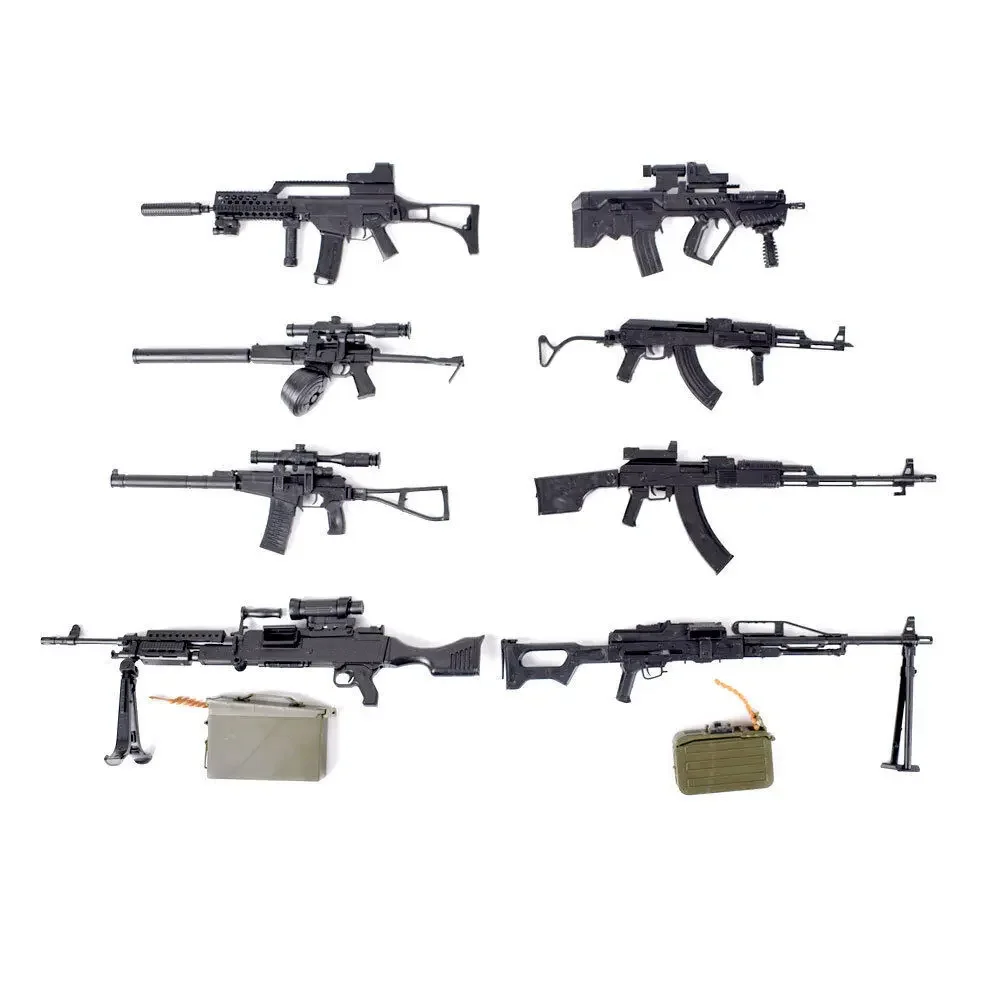 1/6 AK47 G36  TAVOR Assault Rifle Light Machine Gun PKP M240 RPK74 Plastic Assemble Model Kit Soldier Weapon Boy Toys