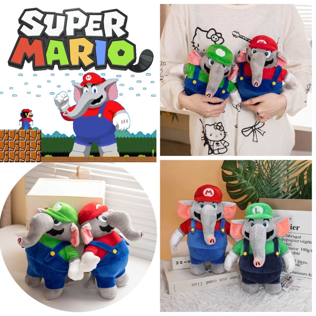 27cm Super Mario Elephant Plus Doll Classic Game Kawaii Luigi Cute Animal Anime Figure Pillow Birthday Gift Kids Plush Toys