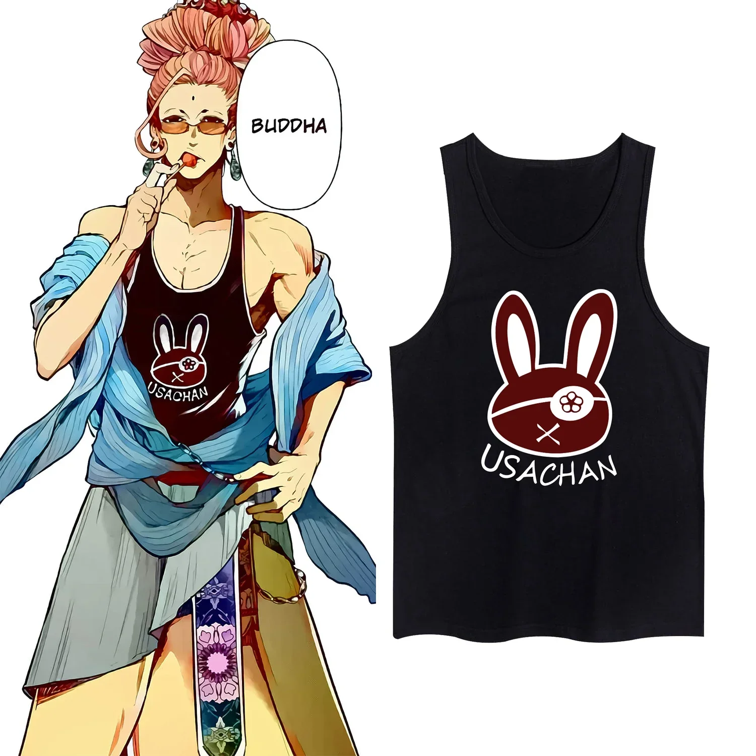 Men'S Tank Tops Hot Anime Record of Ragnarok Print Kawaii Buddha Cosplay Vest Kawaii Fashion Summer Casual Sleeveless T-Shirt