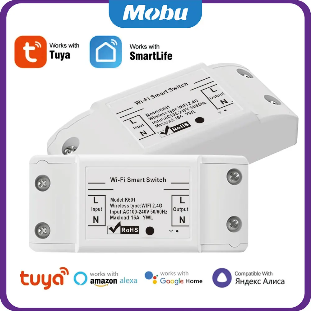 mobu Wifi Smart Switch 16A DIY Light Switches RF433 Wireless Smart Home With Tuya Smart Life App Google Home Alexa