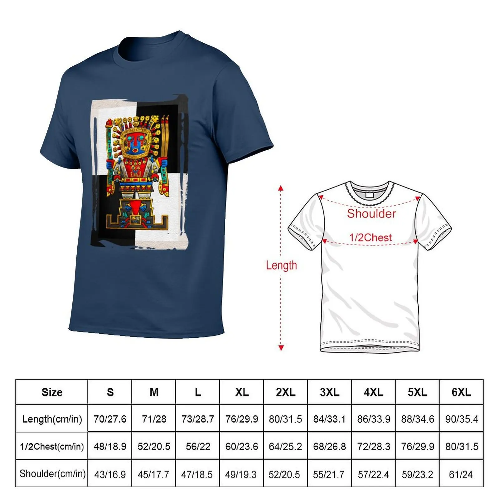 إنكان آلهة-الخالق العظيم Viracocha على أبيض وأسود تي شيرت مطبوعة تي شيرت للرجل تي شيرت رجل القطن تي شيرت #5