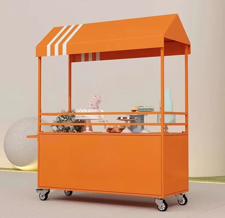 

Wrought iron stall trolley mobile snack cart display stand night market float outdoor market stall promotional sales cart