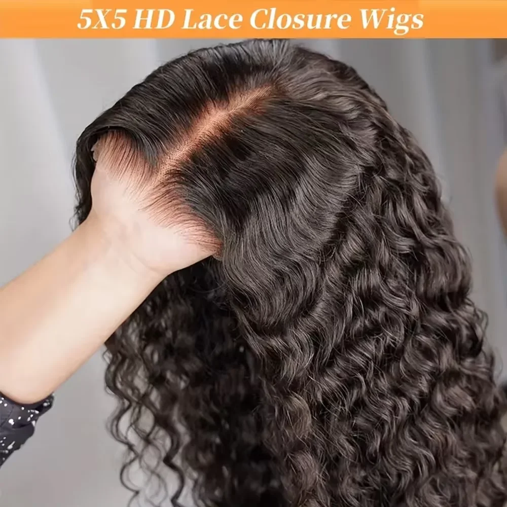 Natural Bouncy Loose Deep Wave Wigs Brazilian Human Hair 40 42 Inch Long Length 13x6 HD Lace Frontal Trendy Curly Lace Wigs