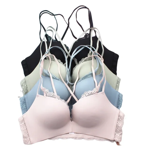 KUCLUT Nouveau soutien-gorge d'été doux à boucle avant, dos froncé, en tissu nylon, bonnets 3/4 épaisseur moyenne, fixe...