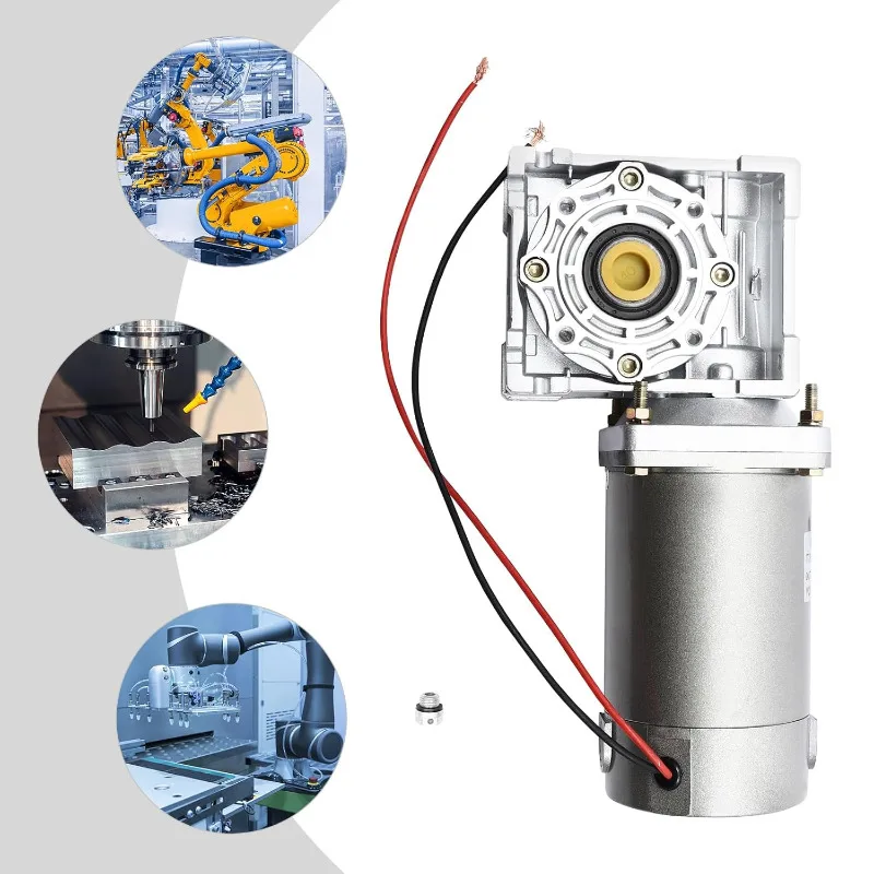 DC Gear Motor 200W 12V 24V+NMRV040 Worm Reducer Gearbox High Torque with Self-Locking Speed Adjustable Powerful Motor 18~360rpm
