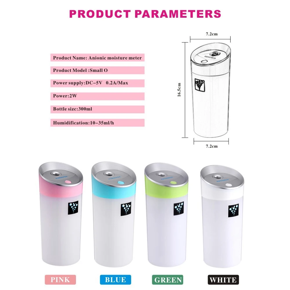 Pelembap Udara USB 300ML Penyebar Aromaterapi Mini untuk Mobil, Kantor & Meja, Pelembab Udara Tenang & Portabel