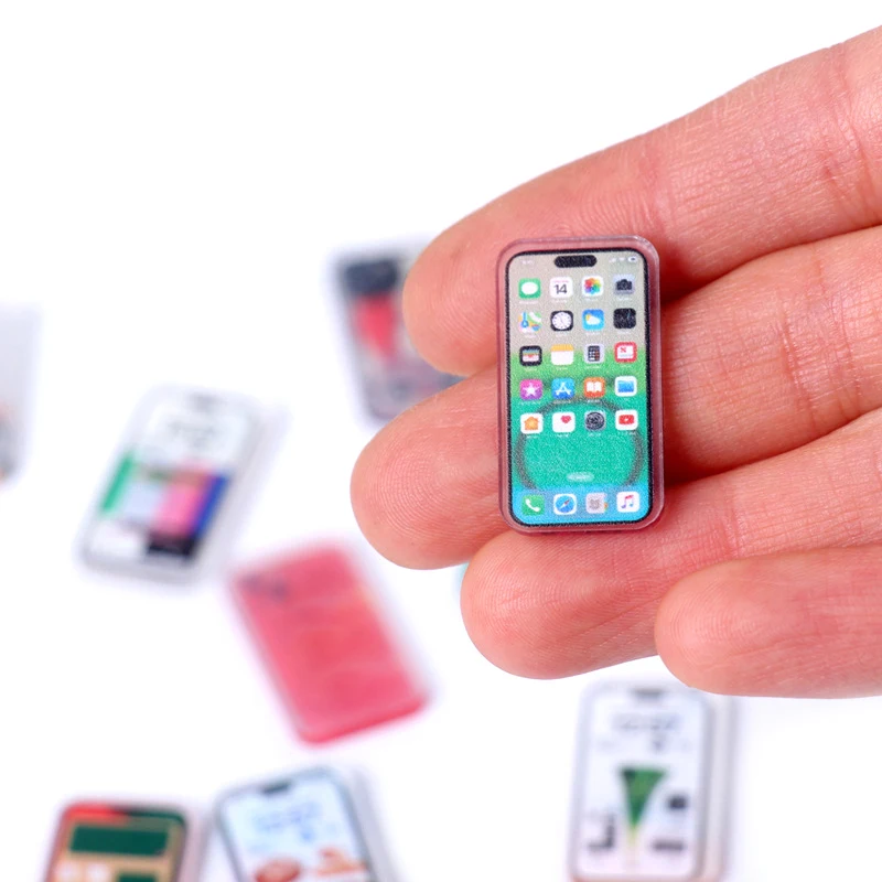 5 uds 1:12 casa de muñecas en miniatura teléfono móvil simulación Smartphone modelo niños juguetes para juego de imitación accesorios para casa de muñecas