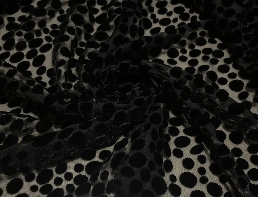 Designer Cloth Silk Velvet Fabric 6 Colors Polka Dot Dots Hollow out Burnt Non-Inverted Cheongsam