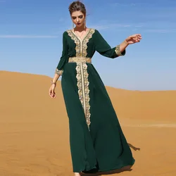 Moslim Vrouwen Jurk Arabische Abaya Arabische Dubai Abaya Kaftan Applicaties Islam Maxi Vestidos Turkije Gewaad Islamitische Kleding Eid Jurken