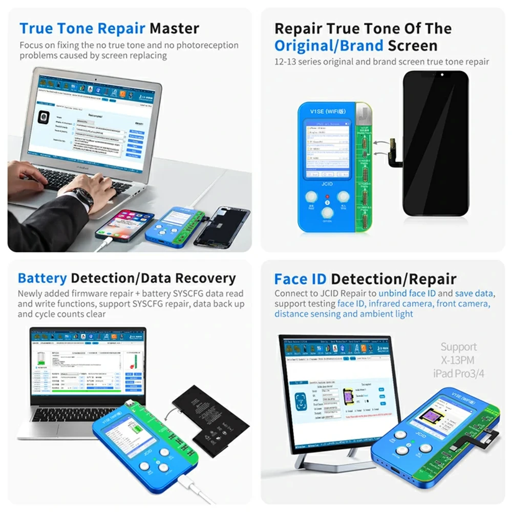 JCID V1SE True Tone Repair Battery Face ID Board Flex For iPhone 16Pro Max 15 Plus 14 13 XS XR Screen Original Recovery Repair
